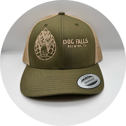 Dog Falls Embroidered Trucker Cap