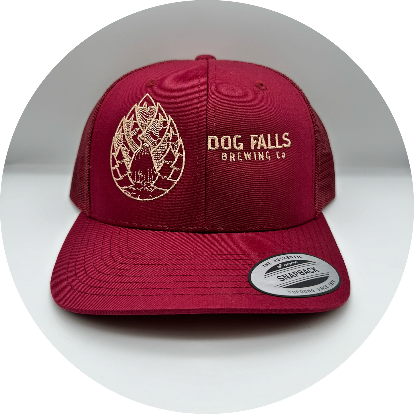 Dog Falls Embroidered Trucker Cap