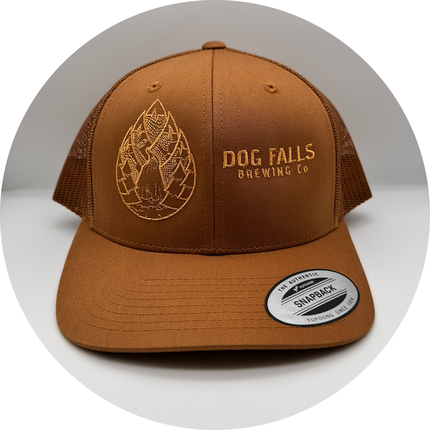 Dog Falls Embroidered Trucker Cap